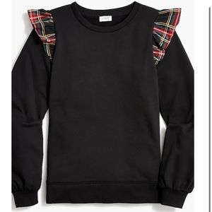 Jcrew black ruffle plaid sweatshirt